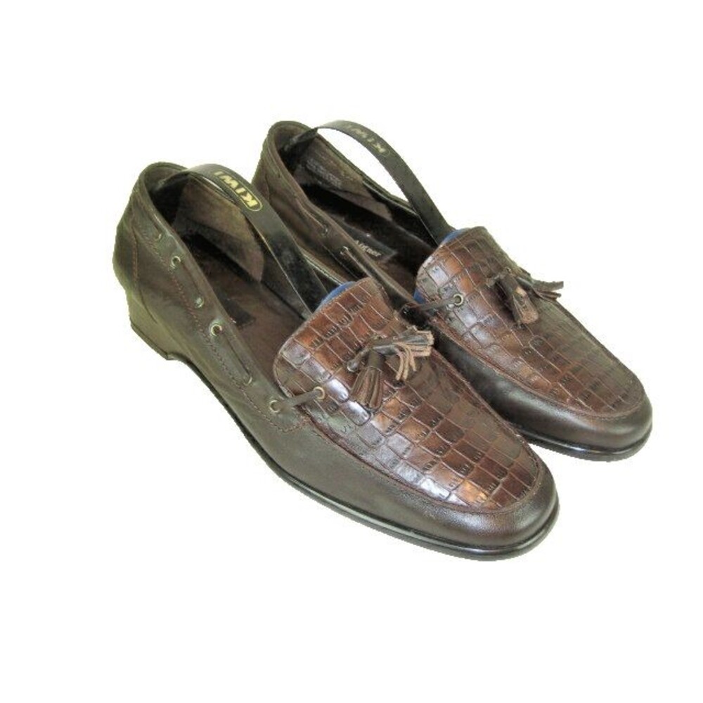 Womens Etienne Aigner E-Glance Brown Faux Alligator Tassel Loafers sz 8.5M